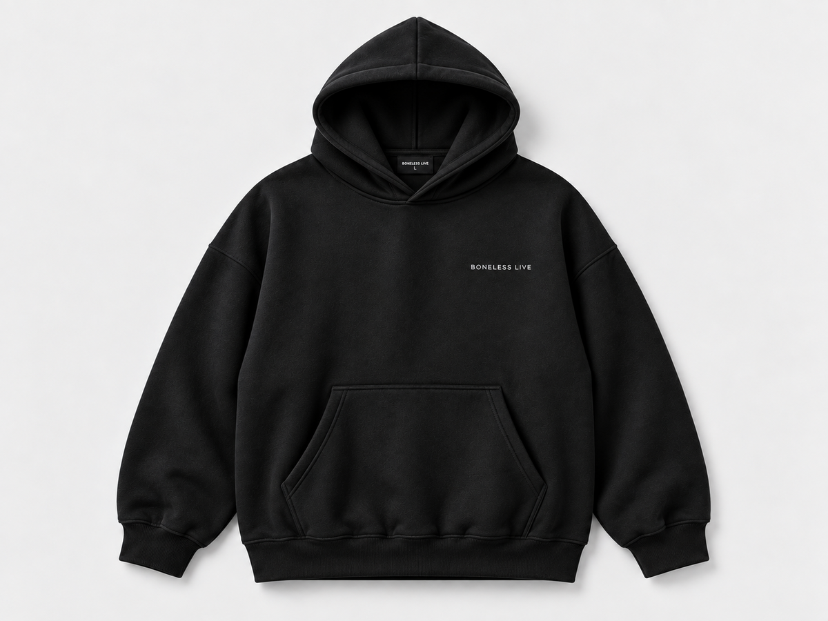 BONELESS LIVE UNFIXED HOODIE VOID BLACK front product view